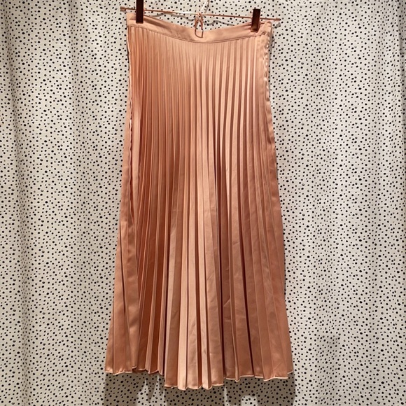 Mango Pleated Pink Midi Skirt maxi long - Picture 3 of 5